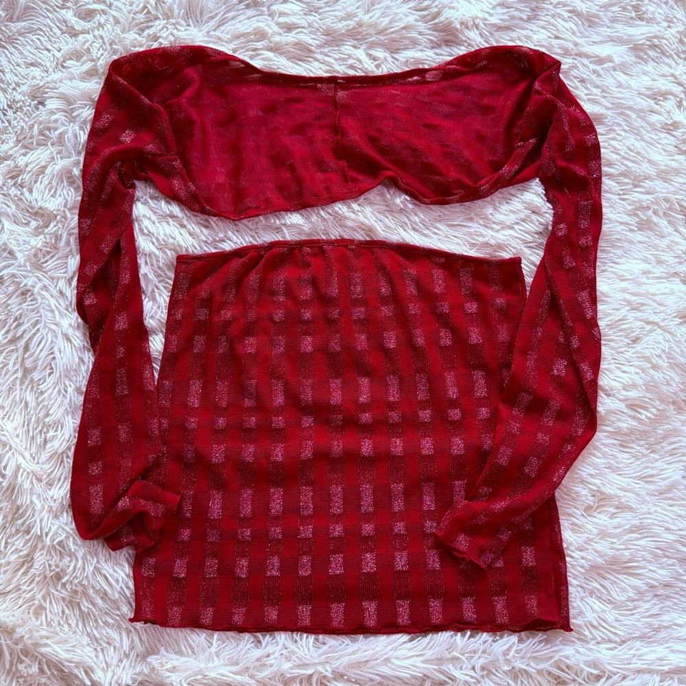 Second Skin Find Me Now Metallic Red Skirt Bolero Set Size